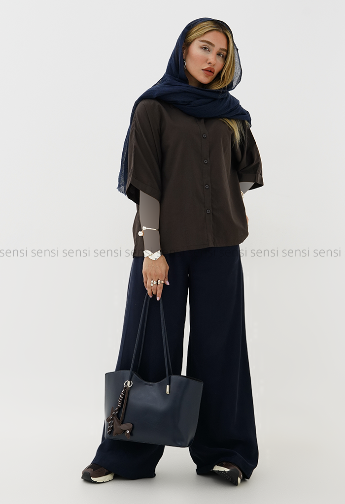 شومیز زنانه لینن آستین چاک کد1006325